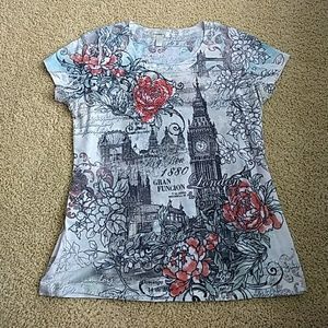 Bejeweled Floral French-English Tee